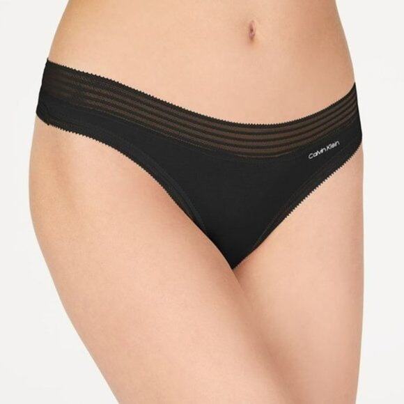 Set of 3 Calvin Klein assorted thong panty black/blue/black large - Picture 2 of 15